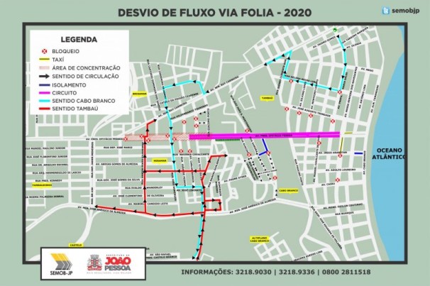 Semob-JP divulga plano de circulação para desfiles durante o Folia de Rua
