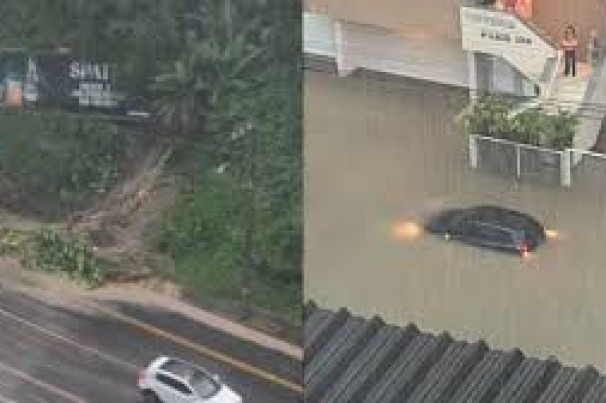 Temporal abre crateras e carros ficam submersos em Blumenau