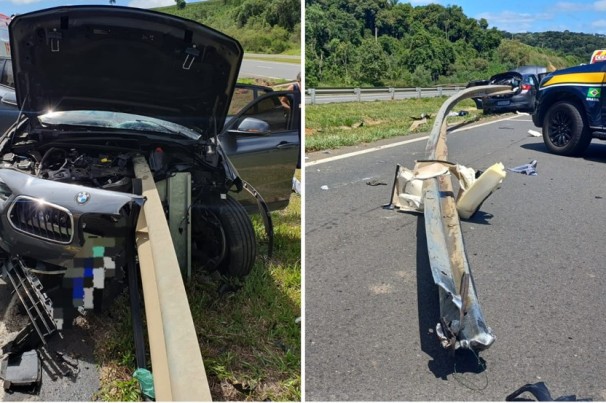 Criança morre após BMW colidir e guard rail atravessar veículo no PR