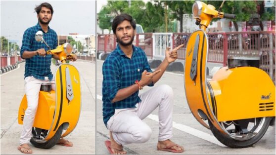 Indiano desenvolve scooter elétrica de apenas uma roda