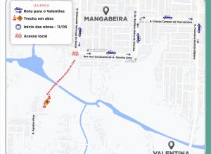 Semob interdita via entre Mangabeira e Valentina para serviço de drenagem e pavimentação
